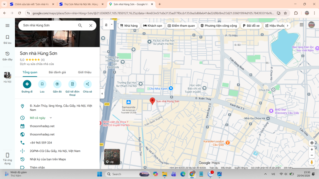 Dịch vụ sơn nhà Hà Nội google map gần đây